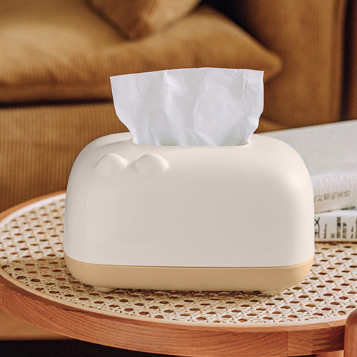 Tissue box for bathroom, living room, bedroom, cream style, cute rabbit, desktop paper box, can be printed with logo