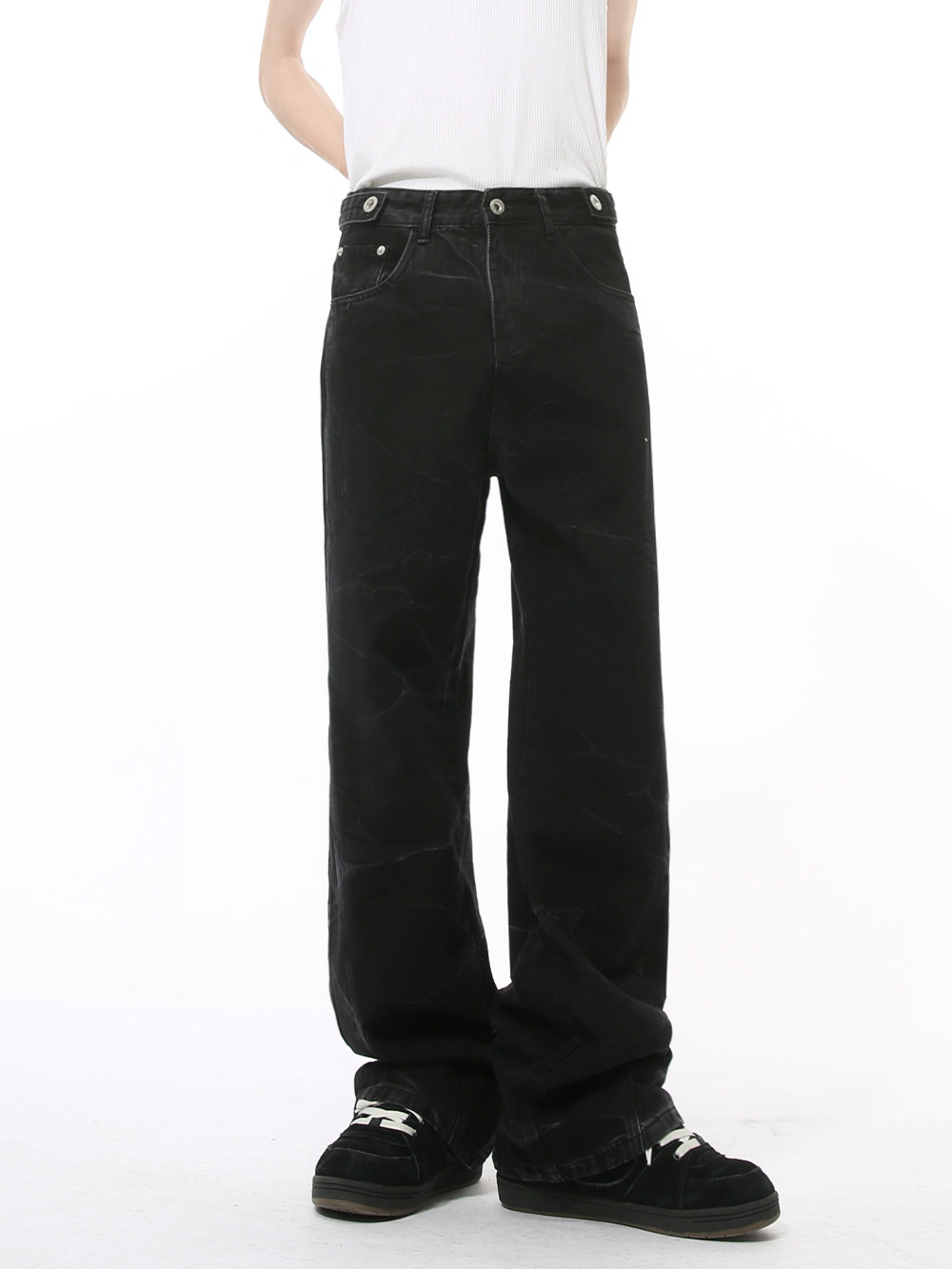 MTLCLOTHES Hombres| Nuevos productos de otoño, pantalones jeans teñidos individuales, pantalones rectos largos y sueltos para hombres y mujeres