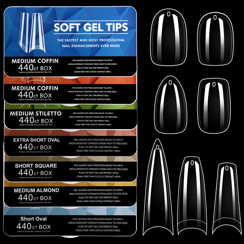 440 Pieces of Cross-Border Best-Selling Manicure Patches, Wearable Extension, Traceless, Transparent, Stiletto Heels, Thin Fake Nails