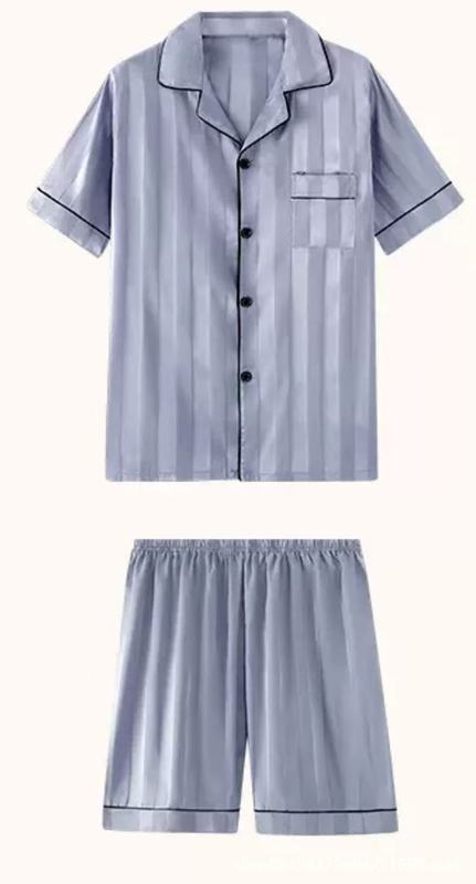 跨境外贸Nightwear简约气质百搭女舒适短袖衬衫家居服短裤套装|undefined