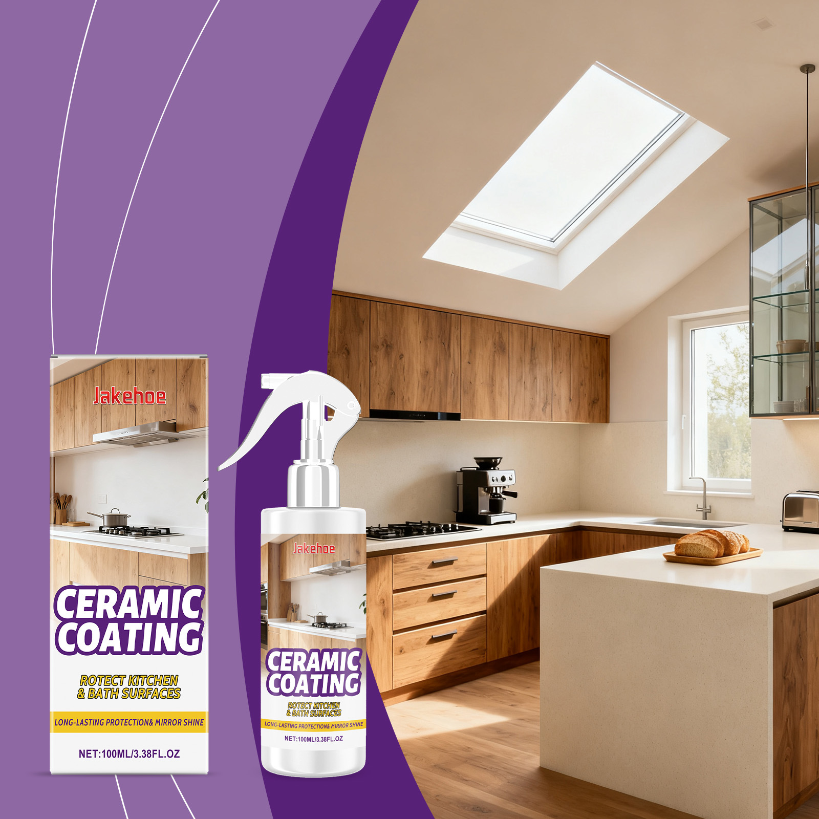 Jakehoe Stainless Steel Ceramic Coating Spray Daily Stain Removal and Rust Removal Gentle Cleaning Household Cleaning Spray