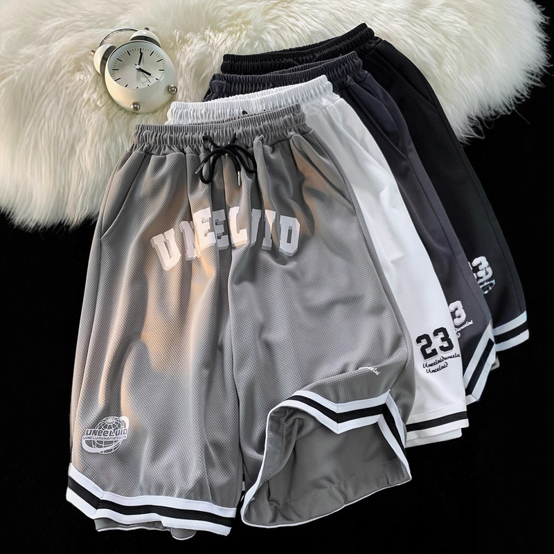 Men's Casual Shorts Ins Thin Quick-Dry Ice Silk Printed Knee-Length Shorts Summer American-Style Loose Sports Basketball Mid-Length Shorts Men's Casual Shorts Ins Thin Quick-Dry Ice Silk Printed Knee-Length Shorts Summer American-Style Loose Sports Basketball Mid-Length Shorts
