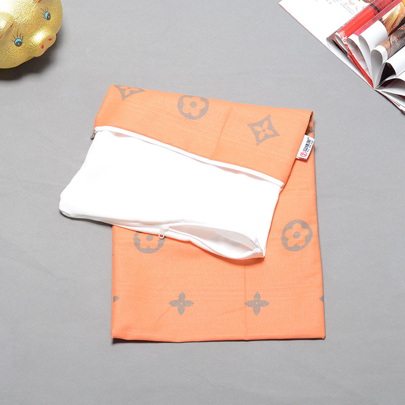 오렌지 순면 베갯잇 + 명주 이너커버 세트 (색상 랜덤)