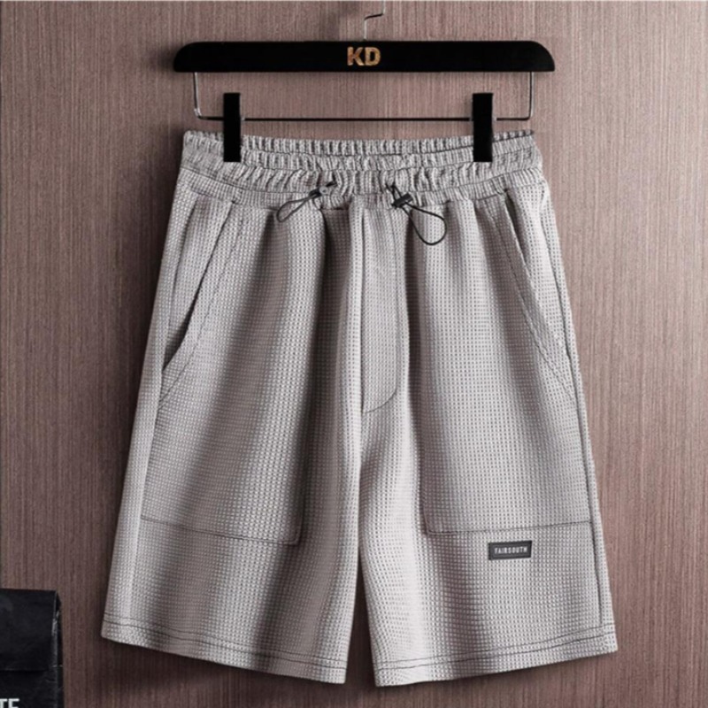 Men's Oversized Waffle Knit Short Sleeve Hoodie And Shorts Set Casual Coordinated Summer Streetwear Fake Two-Piece Outfit_viptrois.com