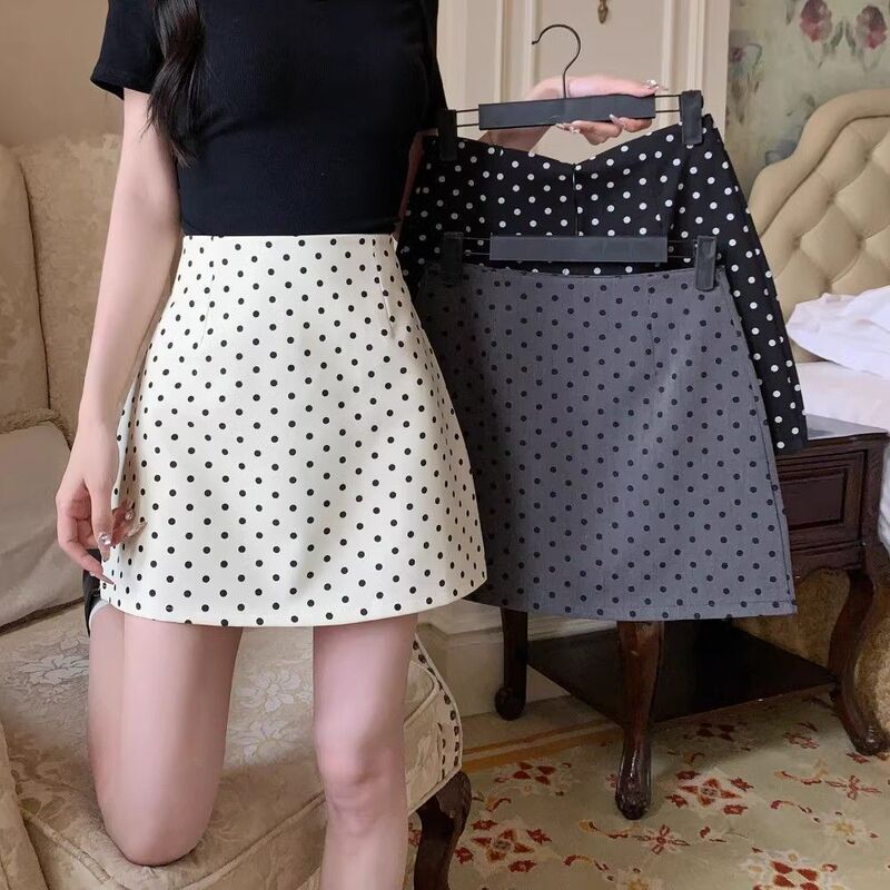Jane Manni Po Dot Skirt Summer Casual All-match Hip Skirt Female Hot Girl High Waist A- Line Skirt Suit Short Skirt