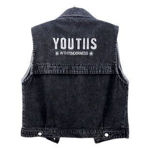 Autumn 2022 New Denim Vest Women's Short Korean-style All-match Slim-fit Embroidered Casual Sleeveless Vest Fashionable Vest