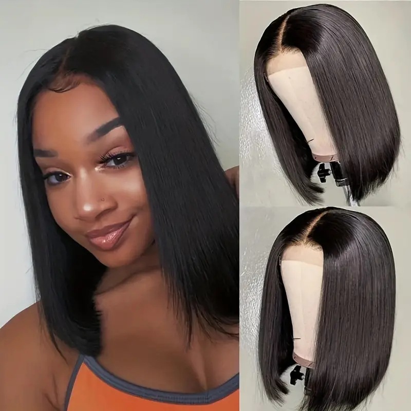Synthetische Lace Front Perücke Mit Bob Schnitt Für Den Alltag_voghion.com