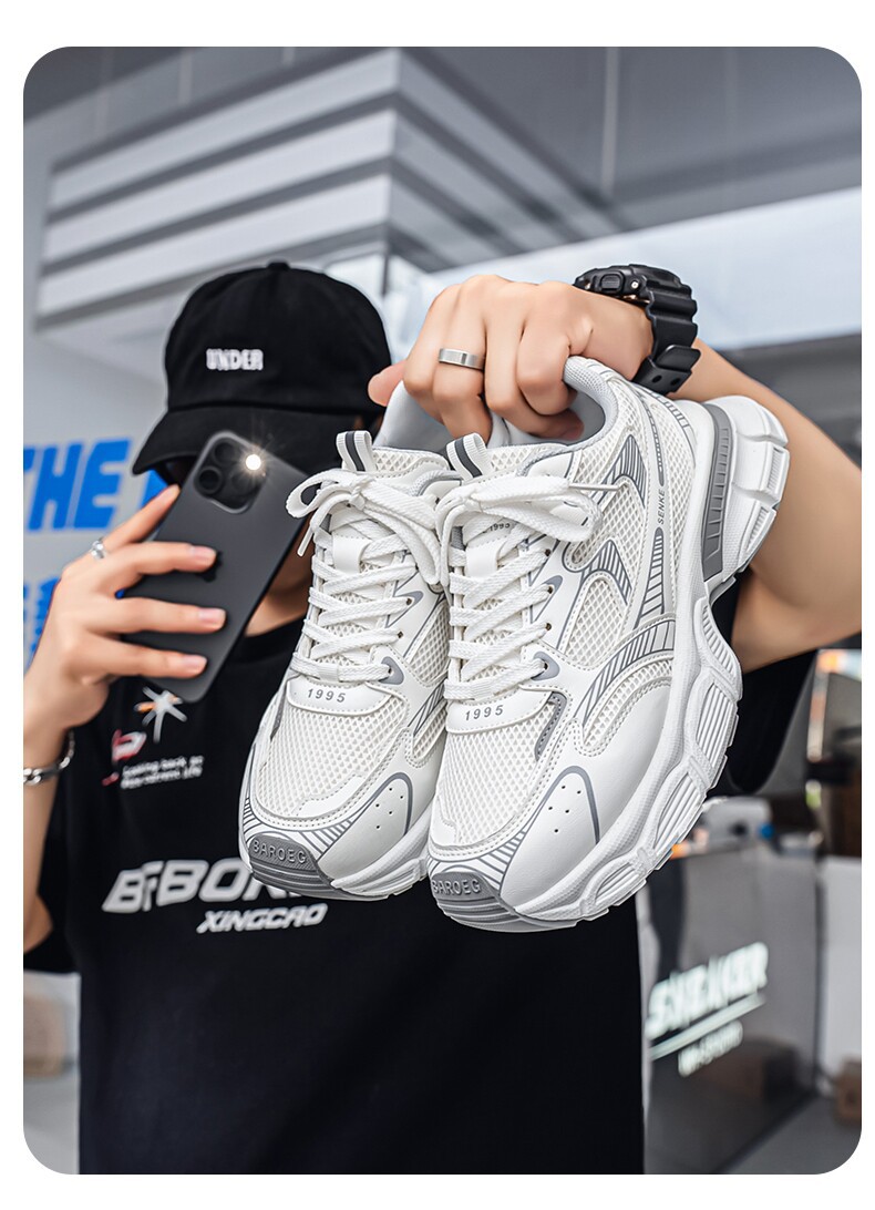 Men's Summer Breathable Trendy Versatile Youth Mesh Sneakers, Casual Running Thick-soled Height-increasing Dad Shoes_vogvips.com