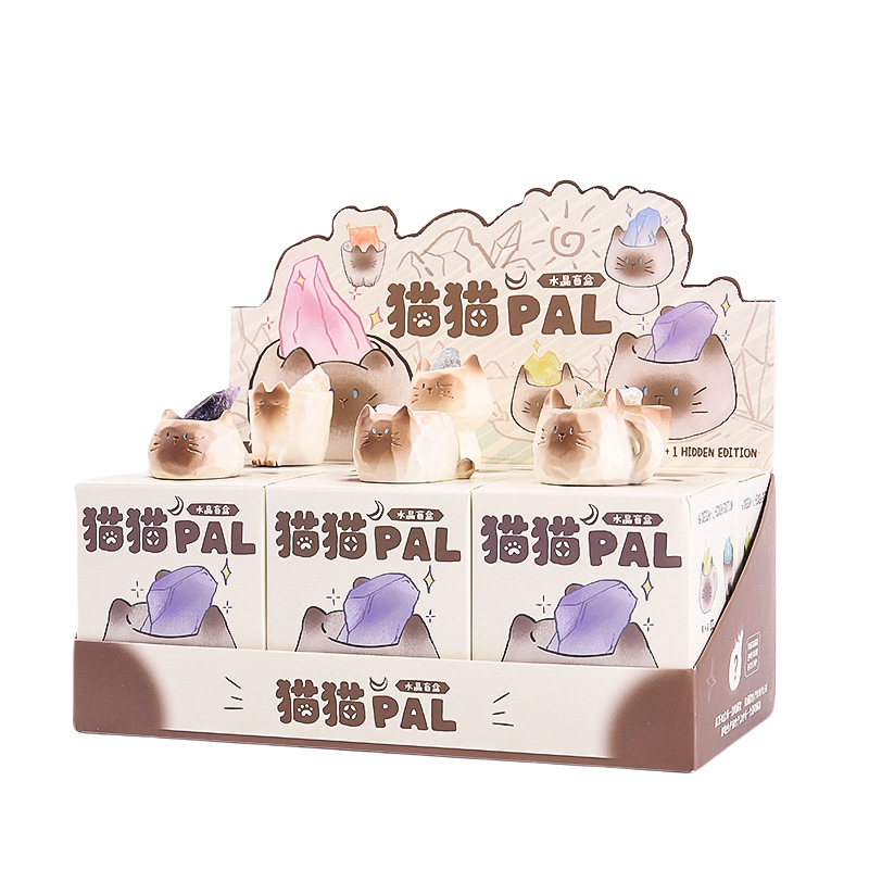 Caja sorpresa de cristal PAI de gato, favorita de influencers, artesanía de resina de moda con piedra difusora de aroma, pequeños adornos significativos, venta directa.