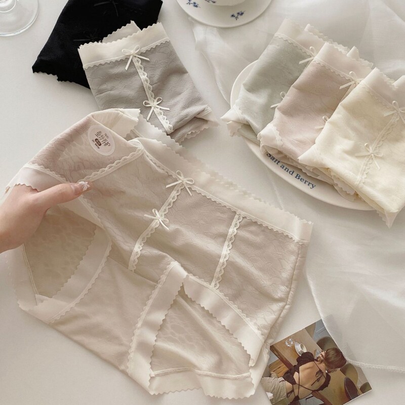 French Ultra-Thin Light Jacquard Mesh Underwear for Women, Seamless, Comfortable, Butt-Covering, Silk Care Crotch Quick-Drying Women's Briefs