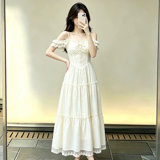超仙设计感韩系2026年夏季新款慵懒风初恋绝美简约复古连衣裙女潮