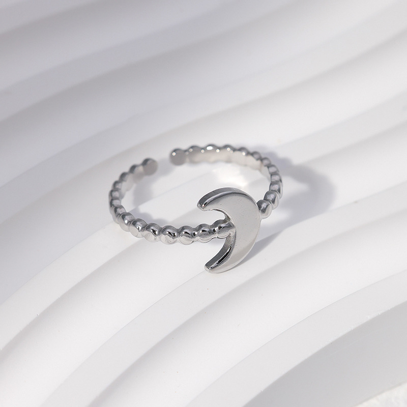 Daily Occasion Titanium Steel Material Fashion Moon Titanium Steel Plating Open Ring 1 Piece