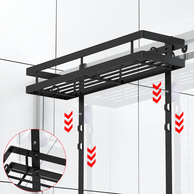 Estante de baño y ducha Estante de almacenamiento de doble capa para colgar en la pared sin perforación Estante de almacenamiento para artículos de baño Estante de almacenamiento