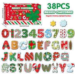 Cross-Border Christmas Refrigerator Magnet Soft Magnetic Kidsren's Learning Teaching Aids Decoration DIY Alphanumeric Christmas Refrigerator Magnet
