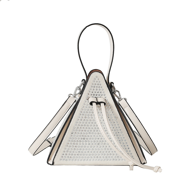 Bolso de hombro transfronterizo para mujer, tendencia de moda con diamantes, personalidad, triángulo, zongzi, bolso, bandolera de cadena de todo fósforo de estilo occidental