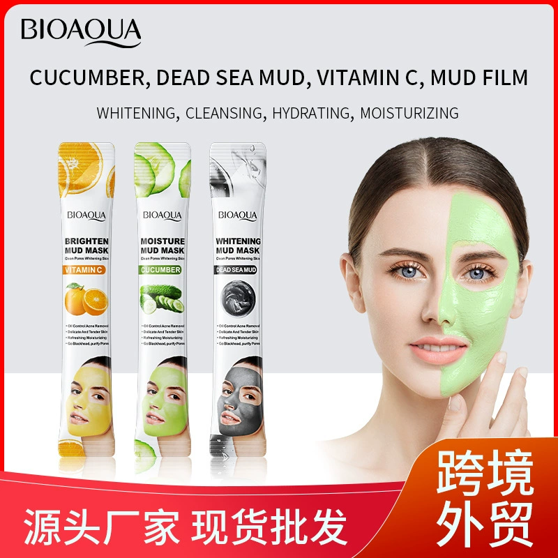 Увлажняющая грязевая маска для лица BIOAOUA с огурцом, для смягчения, омоложения, увлажнения, осветления и очищения кожи. Оптовая торговля для зарубежных рынков.
