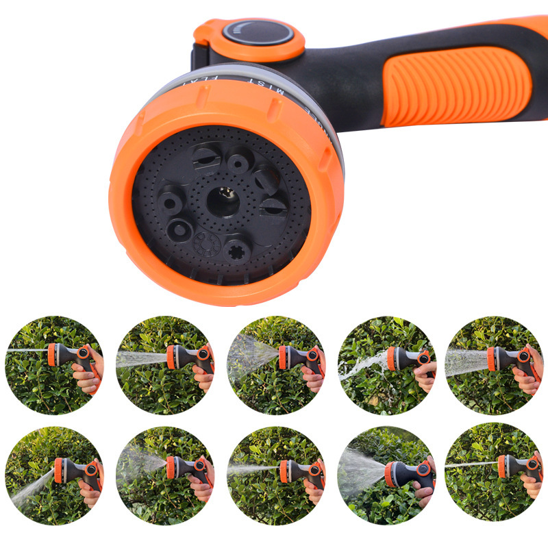 10 Función de riego de jardín pistola de agua de riego de jardín artefacto regar las verduras rociador ABS pegamento-recubierto de lavado de coches pistola de agua image 3