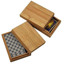 欧式简约方形木制扑克牌盒子 竹木纸牌盒