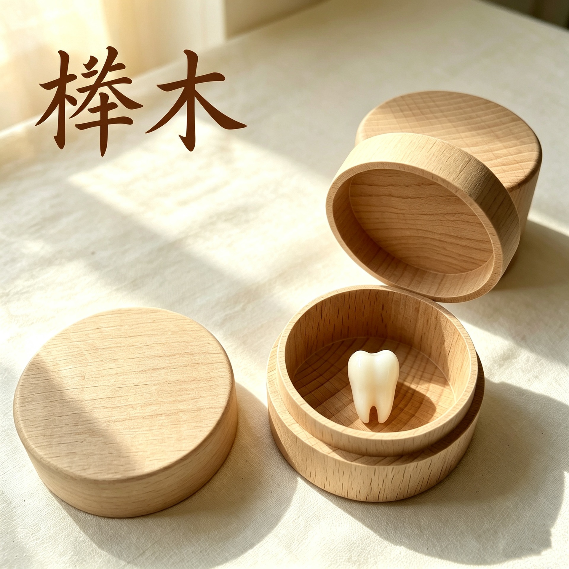 Caja de cambio de dientes para bebés Caja de dientes de madera maciza Caja de almacenamiento de dientes Caja de almacenamiento de dientes de cabello umbilical Caja de madera conmemorativa