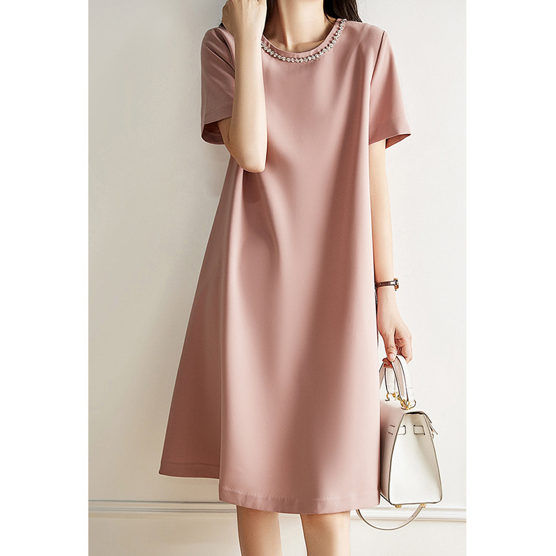 In-Stock New Fashion Slim-Fit H-Shaped Short-Sleeve Dress with Back Zipper for Women, Summer Dress in Chanel Style for Work