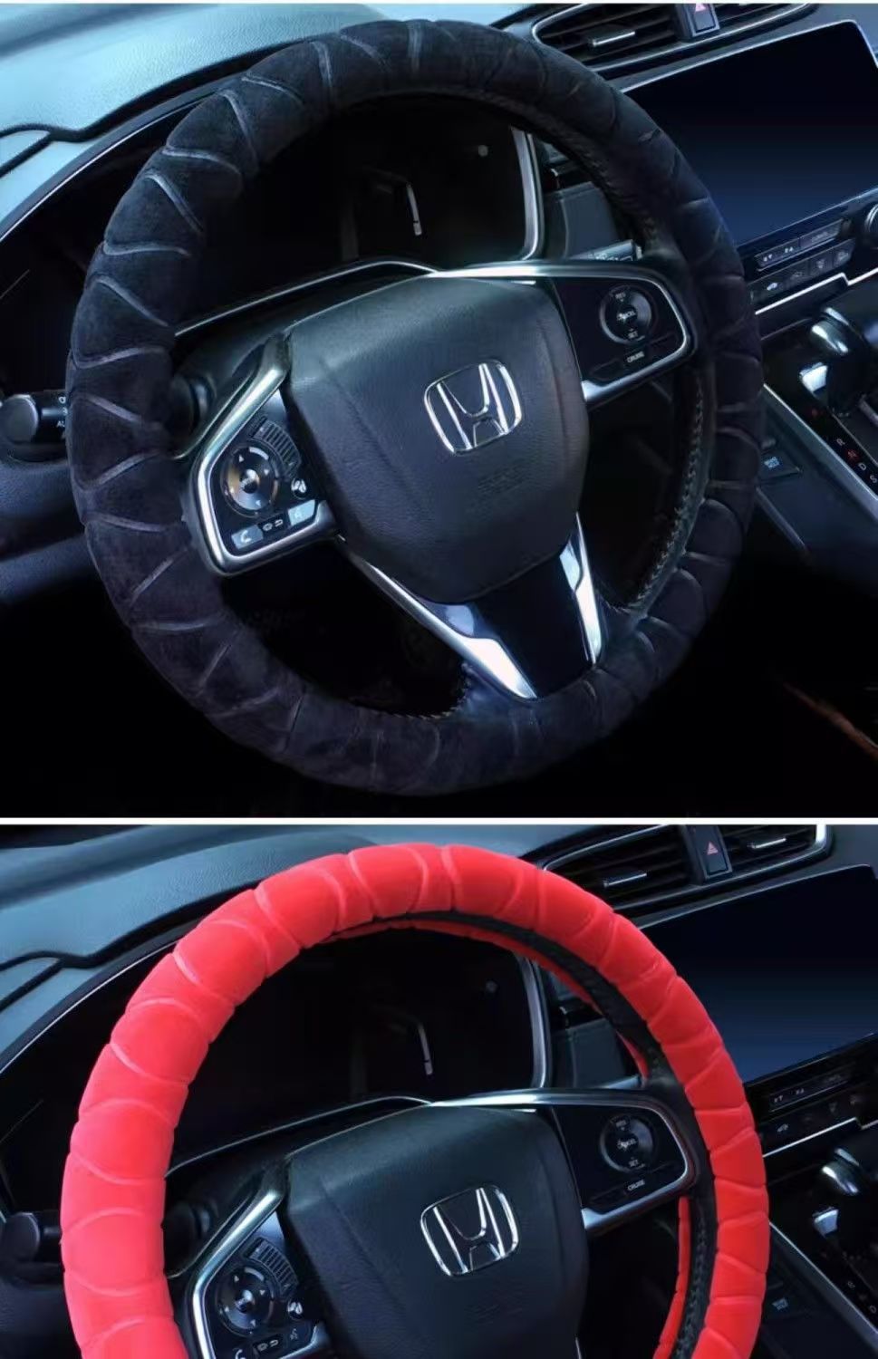 Car Steering Wheel Cover Plush Handlebar Cover Long and Short Plush Autumn and Winter Three-Piece Set Unisex Warm and Non-Slip