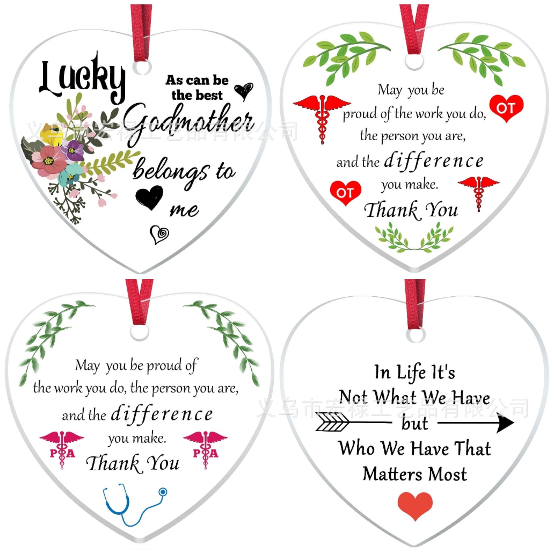 跨境亚马逊2026年爱心亚克力挂件礼物圣诞节饰品挂件节日礼物挂件