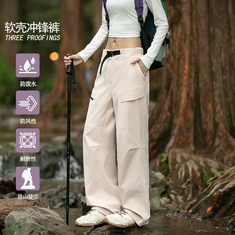 American-Style Loose Waterproof Cargo Pants for Women, Spring and Autumn New Wide-Leg Casual Paratrooper Pink Long Pants American-Style Loose Waterproof Cargo Pants for Women, Spring and Autumn New Wide-Leg Casual Paratrooper Pink Long Pants