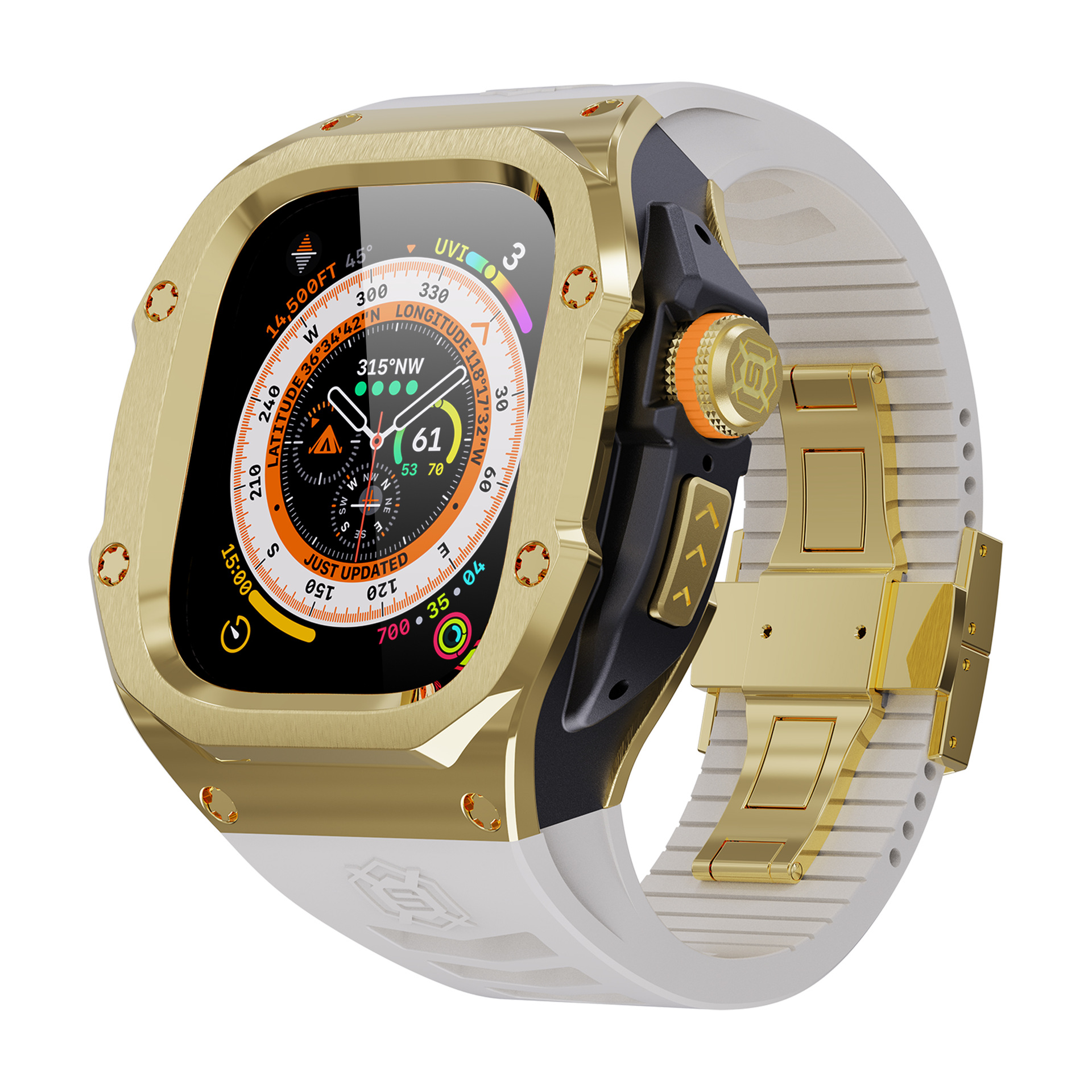 Moda transfronteriza 44/45 Apple Applewatch reloj Ultra49mm personalidad metal modificado caja protectora cinturón