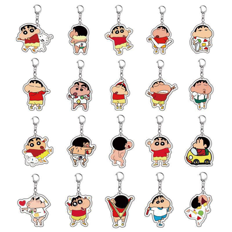 Crayon Shin-chan, periféricos de animación, Nohara Shinnosuke, Kwai, mochila escolar, colgante de llavero de dibujos animados de acrílico