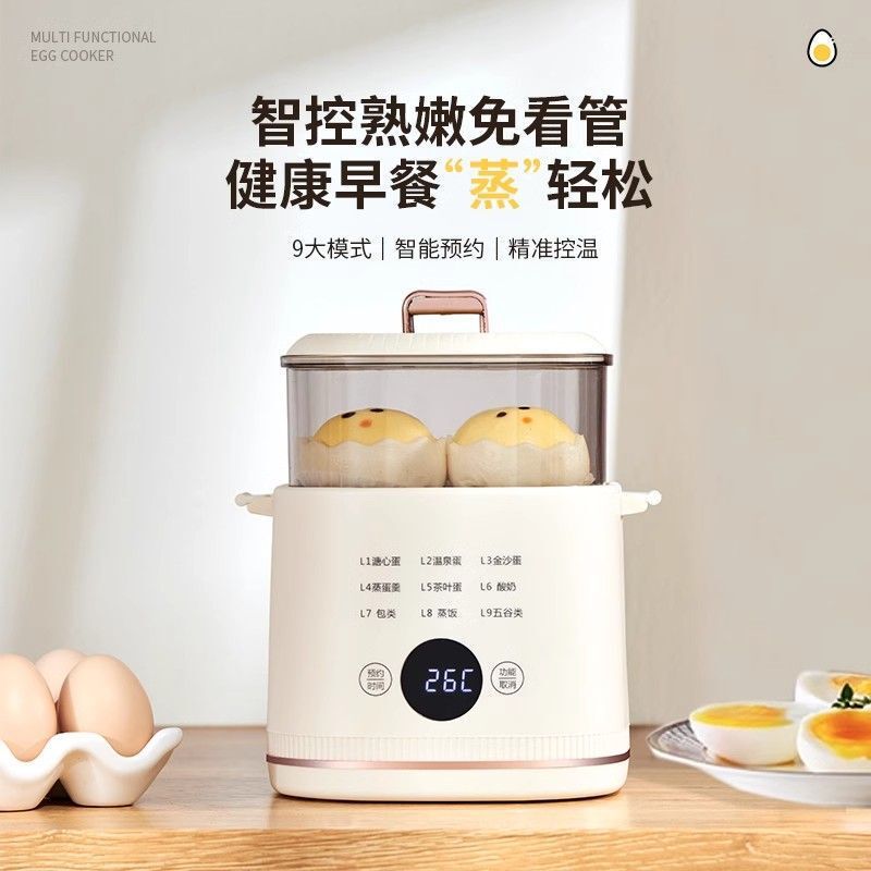 双层早餐机家用预约定时蒸蛋神器自动断电防干烧多功能煮蛋器批发|undefined
