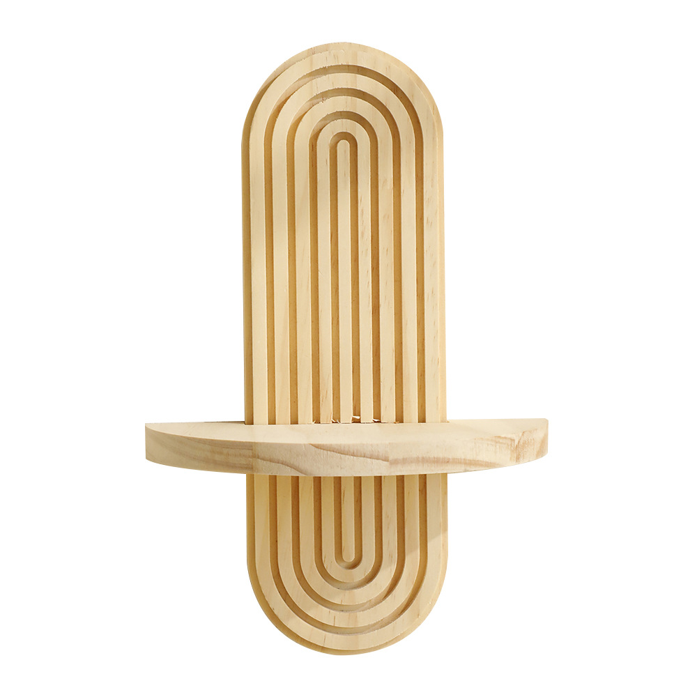 Nuevo producto transfronterizo roscado ovalado creativo estante de pared de madera maciza artesanía de madera decoración de sala de estar del hogar