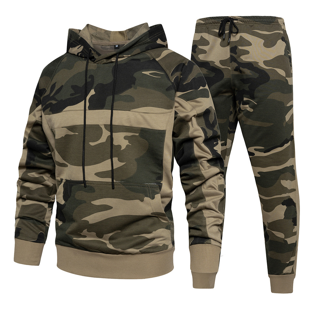 Vêtements pour femmes Costumes de sport décontractés pour hommes automne et hiver nouveaux hommes 2022 camouflage lâche grande taille cardigan à capuche costume deux pièces_voghion.com