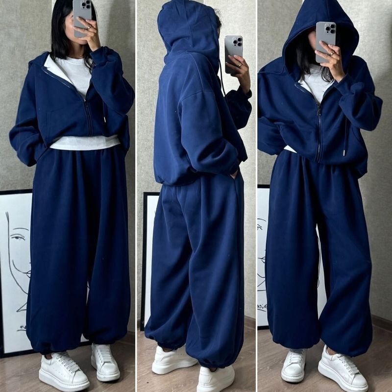 KZ cross-border casual sports suit for autumn and winter, Korean-style loose-fitting hoodie and jogger pants two-piece set for students KZ cross-border casual sports suit for autumn and winter, Korean-style loose-fitting hoodie and jogger pants two-piece set for students