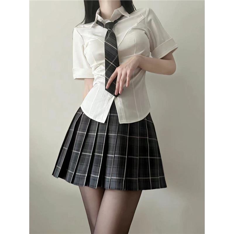 Summer Pure White Shirt JK Uniform Tight Waist Slim-fit Women's Japanese College Style Short-sleeved White Shirt Niche Jacket