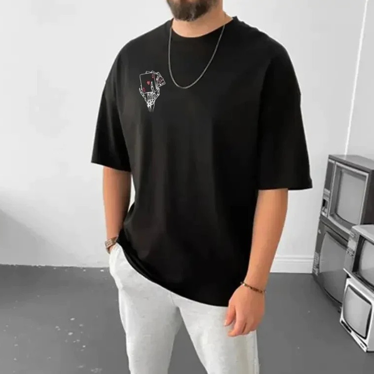 Európai oversize nyári rövid póló, pamut póló, bő félujjú felső, férfi és női divatmárka felső_voghion.com