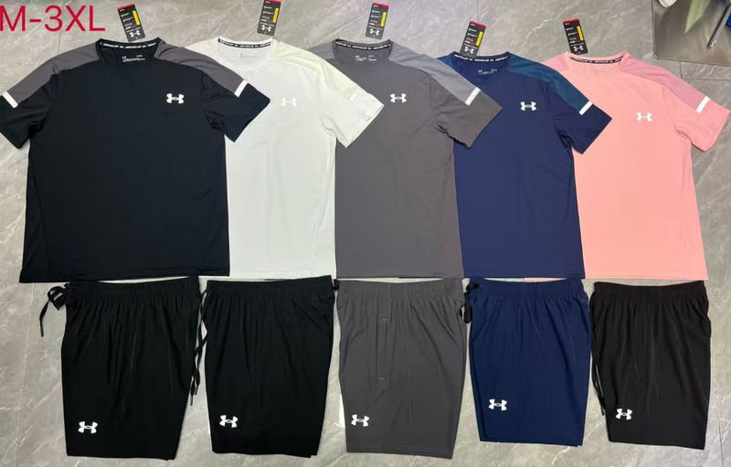 Cross-Border High-Quality U/A Summer Sports Set, European and American Style Elastic Quick-Dry Ice Silk Short Set, Versatile for Fitness Training Cross-Border High-Quality U/A Summer Sports Set, European and American Style Elastic Quick-Dry Ice Silk Short Set, Versatile for Fitness Training
