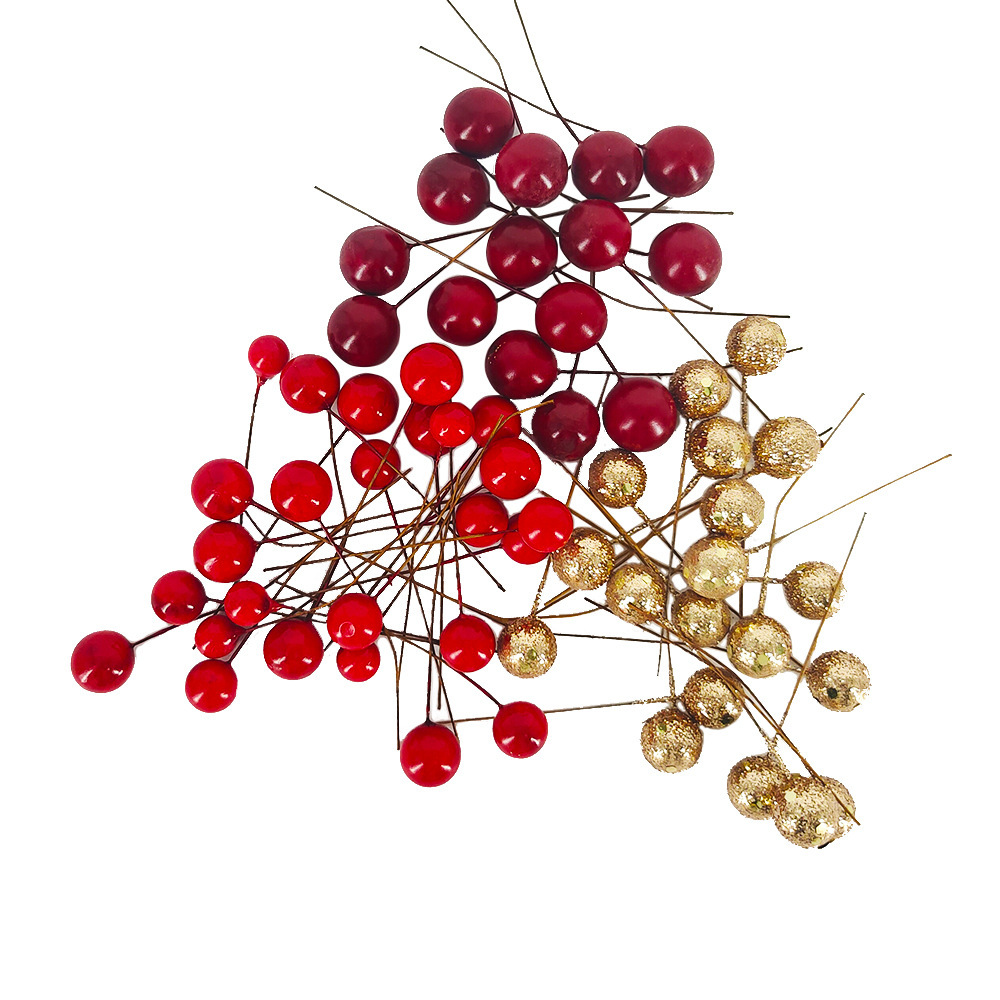 Simulación transfronteriza Navidad bola roja decoración colgante accesorios cuentas de cereza espuma fruta de la fortuna pequeña fruta roja baya