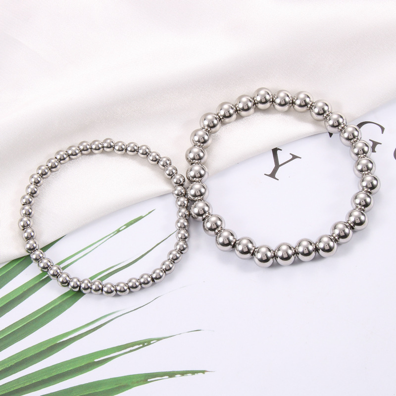 Hip-hop Geometric Stainless Steel Beaded Plating Bracelets display picture 2