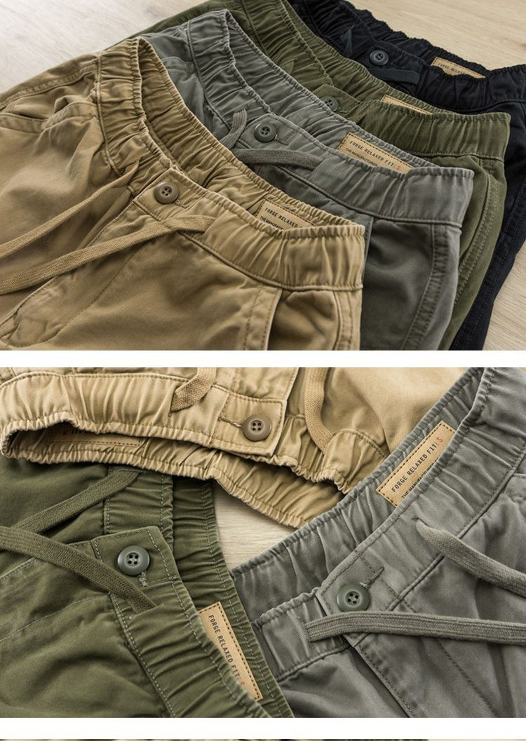 Herr cargo shorts i vintage stil i ventilerande bomull sommar_voghion.com