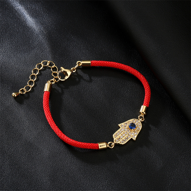 13g Weight Zircon Inlay Material Bracelets Classification Daily Occasion Copper Material Palm Pattern Women'S Gender Plating Design Fashion Style Fashion Palm Copper Bracelets Plating Zircon Copper Bracelets 8