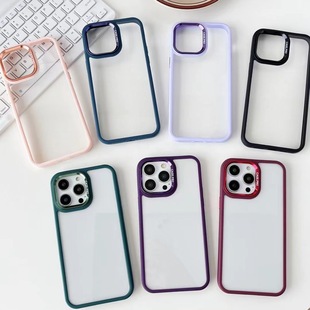 iPhone15 Mobile Phone Case Transparent Anti-fall Suitable for Apple 14ProMax Goggles Hardware Ring Protective Cover DIY Case