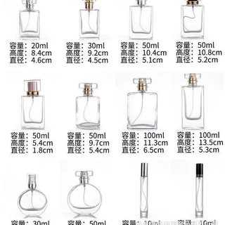 厂家批发透明玻璃香水瓶多种款式透明玻璃香水分装瓶按 压喷雾瓶