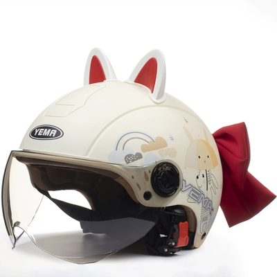 Motosiklet dəbilqələri, Warm Men's and Women's Four - one-size-fits-all-matt-rabbit-white-red-red-butterfly-w-comes-with-warm-ear-protection-removable