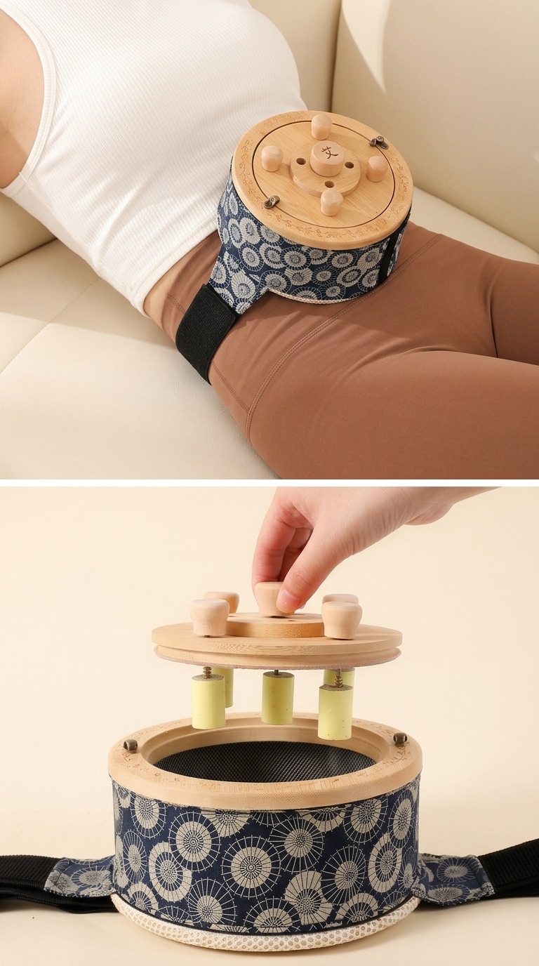 Moxibustion Box Set for Home Use Portable Wooden Moxa Burner with 54 Moxa Cones for Whole Body Warming in use