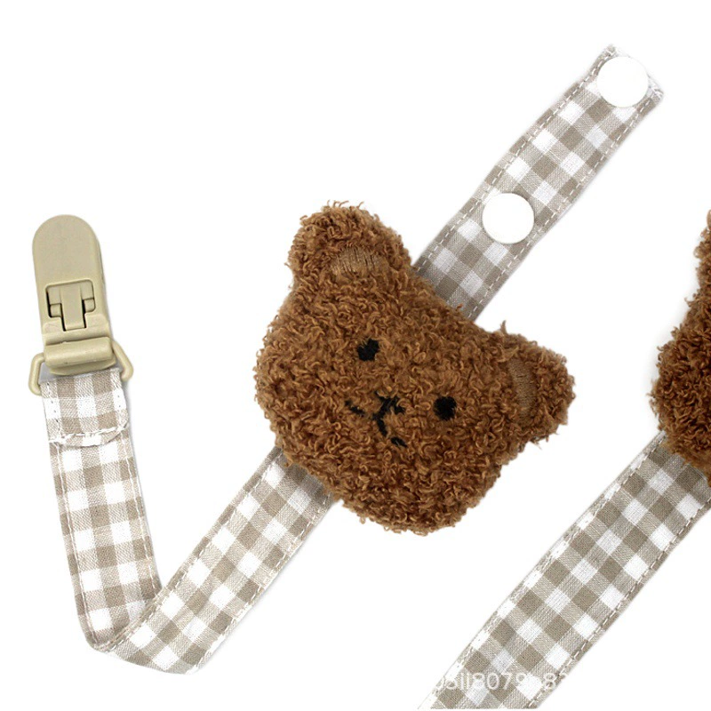 Трехмерная цепочка для пустышки в виде головы медведя, ремешок-держатель для пустышки, защита от падения, ремешок для предотвращения потери, хлопковая цепочка для пустышки