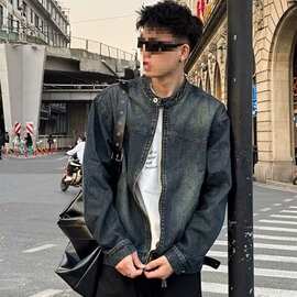 牛仔外套男春秋款美式复古水洗夹克潮牌痞帅宽松休闲工装上衣