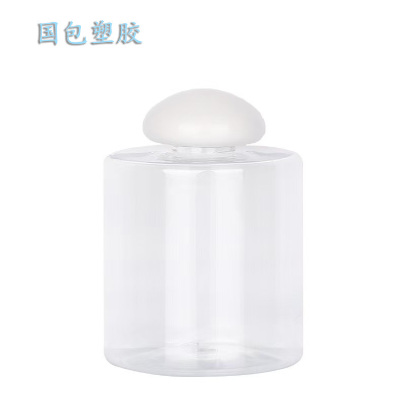 带盖蘑菇盖pet沐浴露瓶塑料透明300mI洗发水瓶润肤身体乳液分装瓶