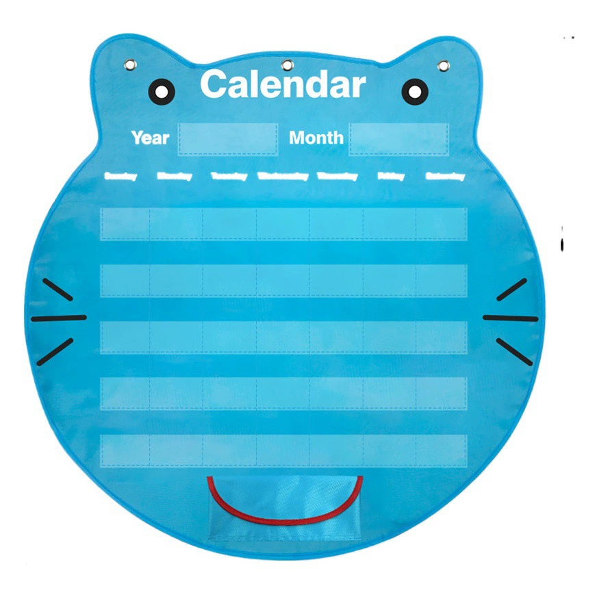 Новые инструменты для обучения английскому языку кошачья голова ежемесячный календарь подвесная сумка Украшение в классе ежемесячный календарь карманная диаграмма