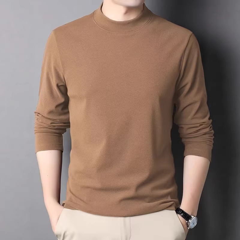 Half-High Collar Brushed Fleece Base Layer Men's Mid-Neck Long-Sleeve T-Shirt Sweatshirt Autumn and Winter Double-Sided Velvet Thermal Underwear Half-High Collar Brushed Fleece Base Layer Men's Mid-Neck Long-Sleeve T-Shirt Sweatshirt Autumn and Winter Double-Sided Velvet Thermal Underwear