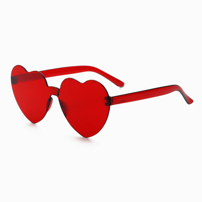 Corazón de melocotón gafas de sol amorosas gafas de sol sin marco gafas de estilo de fiesta gafas de sol de moda